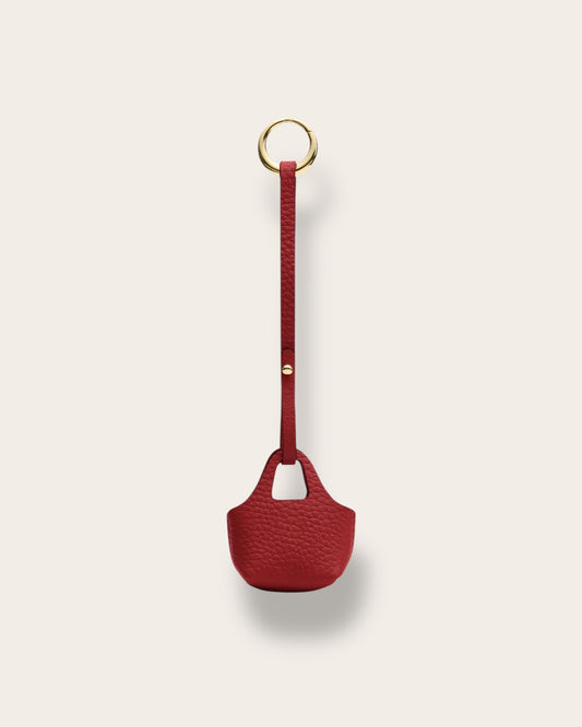 The System Tote Charm in Sangria — Sculpted Italian Full-Grain Leather Accessory