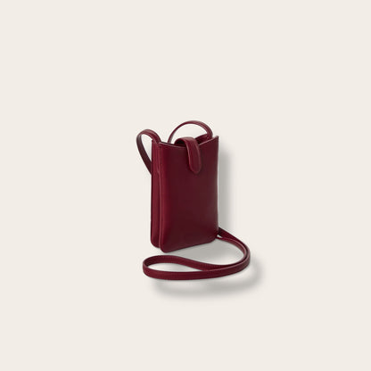 The Phone Crossbody in Ruby — Premium Full-Grain Leather Tech Accessory